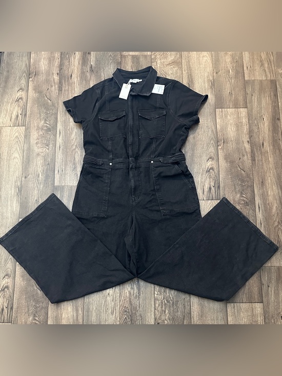 Good American Pants - Good American Zip Front Denim Short Sleeves Jumpsuit Women’s Size 3XL Black